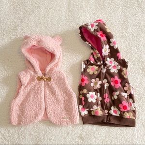 Bundle 2 x 12-18m baby girl vest with hood in pink